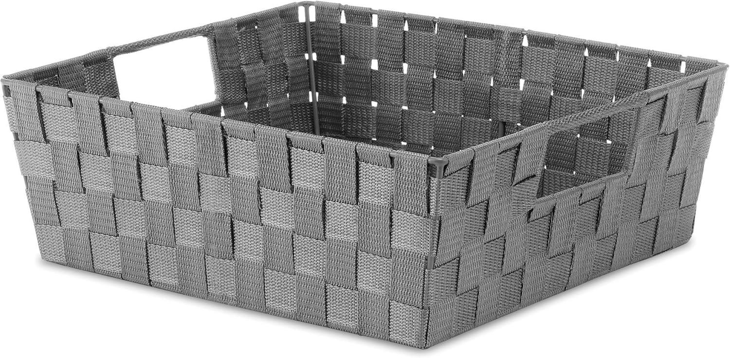 imageWhitmor Woven Strap Shelf Storage Tote Basket Java 13 by 15 by 5quotSavvy Gray