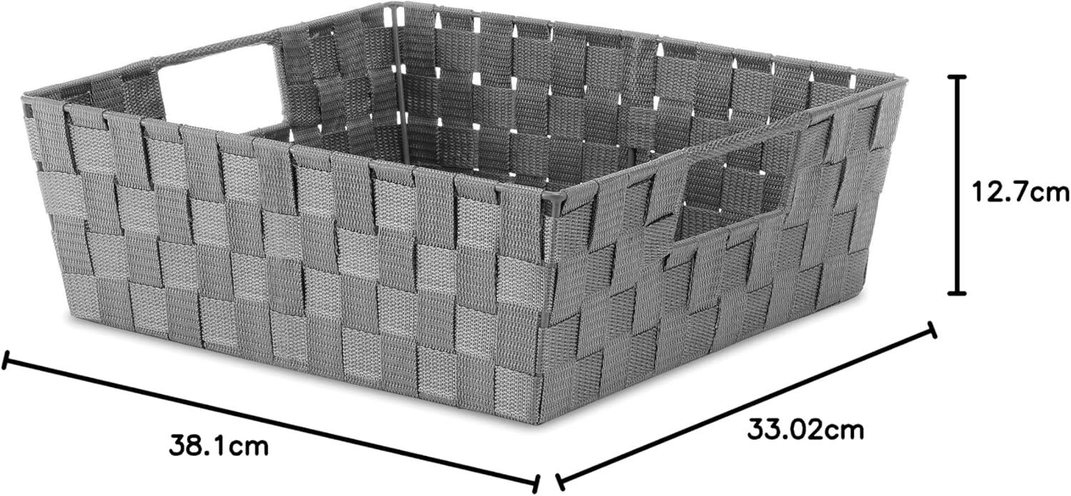 imageWhitmor Woven Strap Shelf Storage Tote Basket Java 13 by 15 by 5quotSavvy Gray