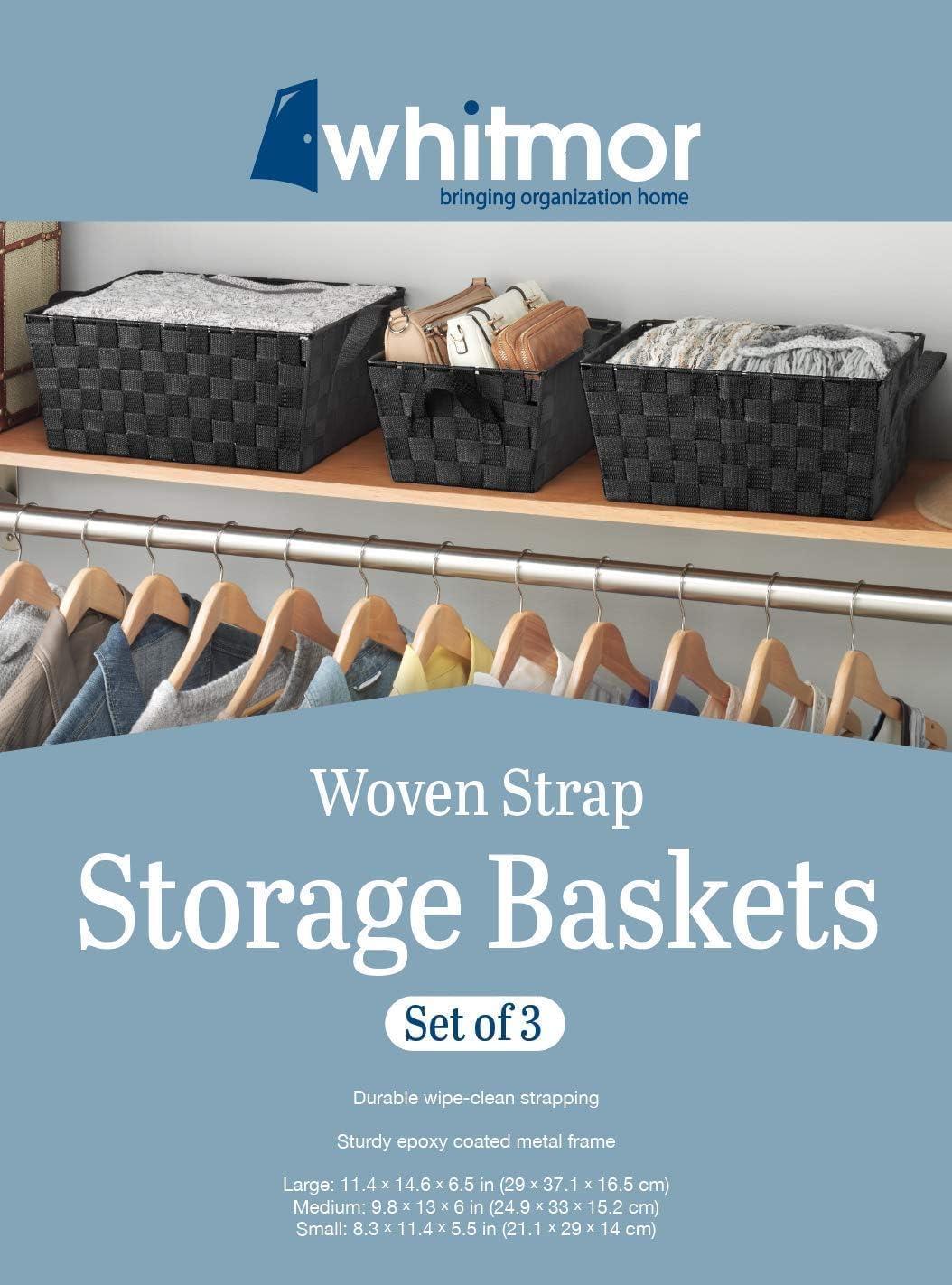 imageWhitmor Woven Strap Storage Tote Basket Espresso LargeBlack