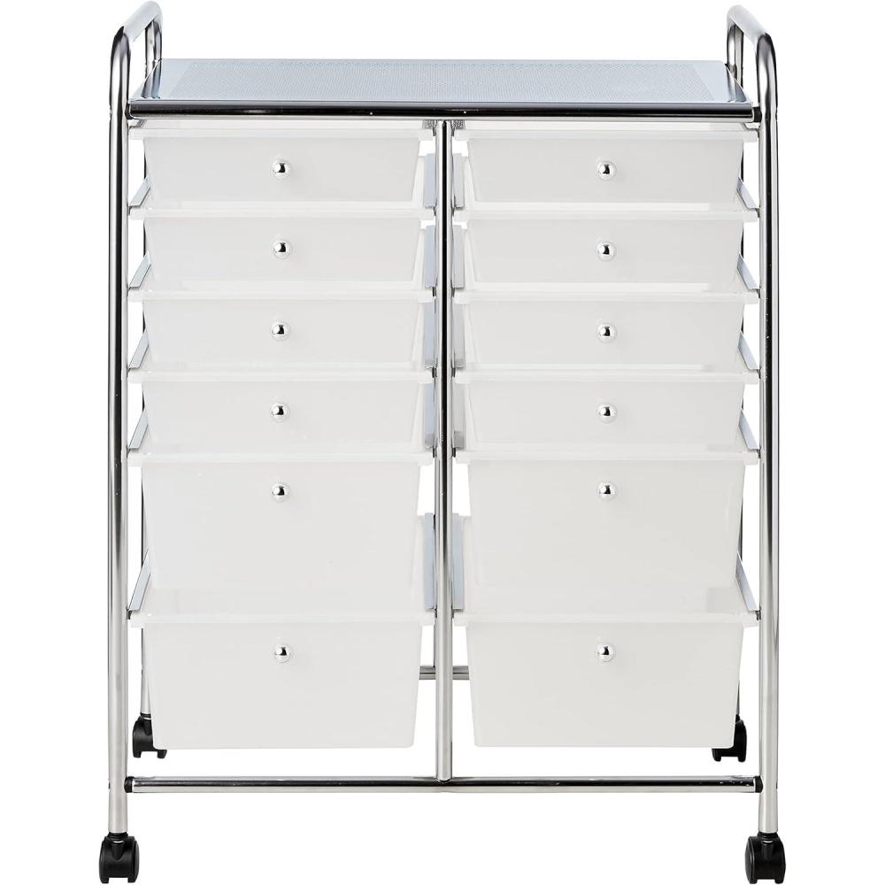 imageWhitmor 10 Drawer Rolling Craft Organizer Cart Chrome 1525x1350x352512 Drawer