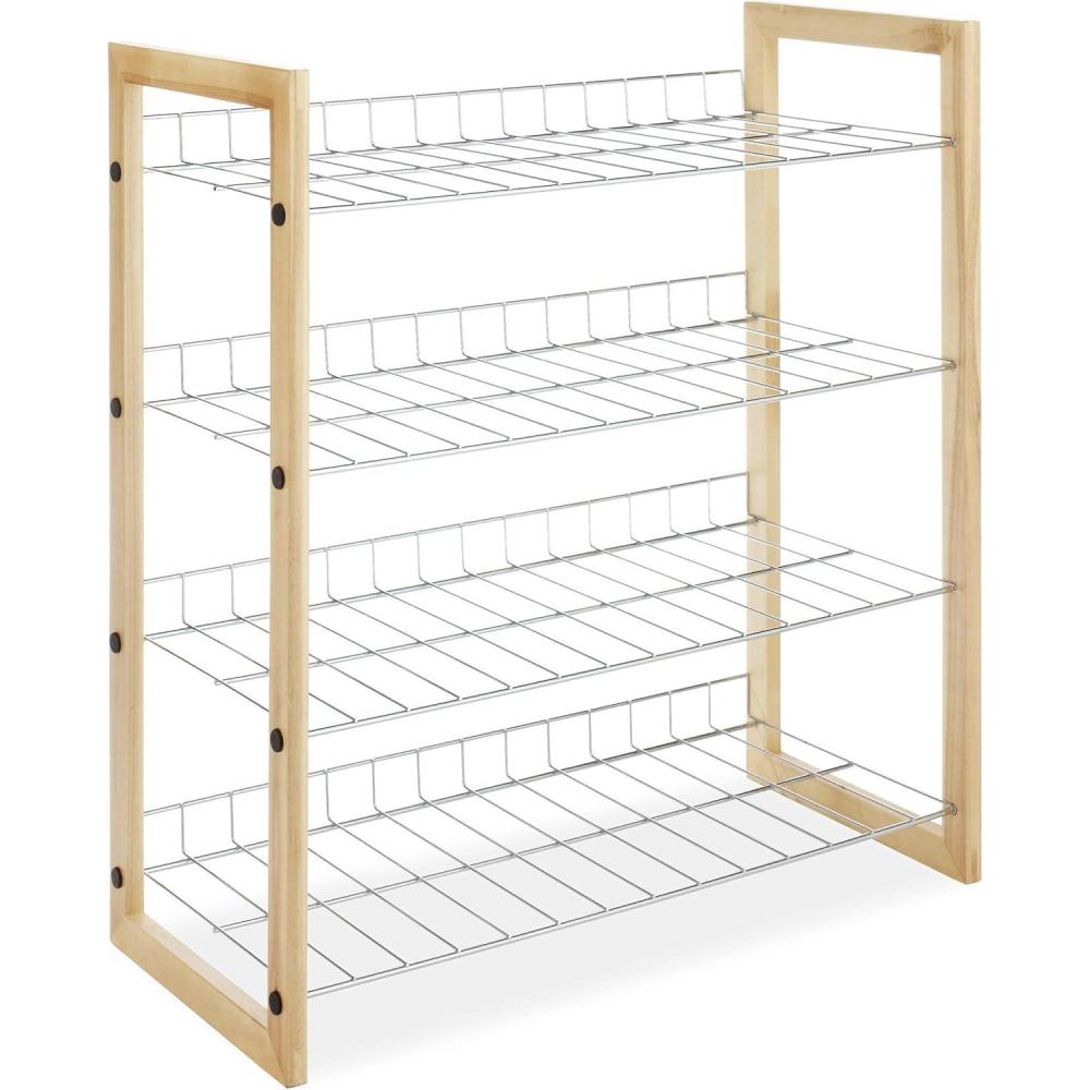 imageWhitmor 10 Tier Shoe Tower 50 Pair Chrome4tier natural Wood and Chrome
