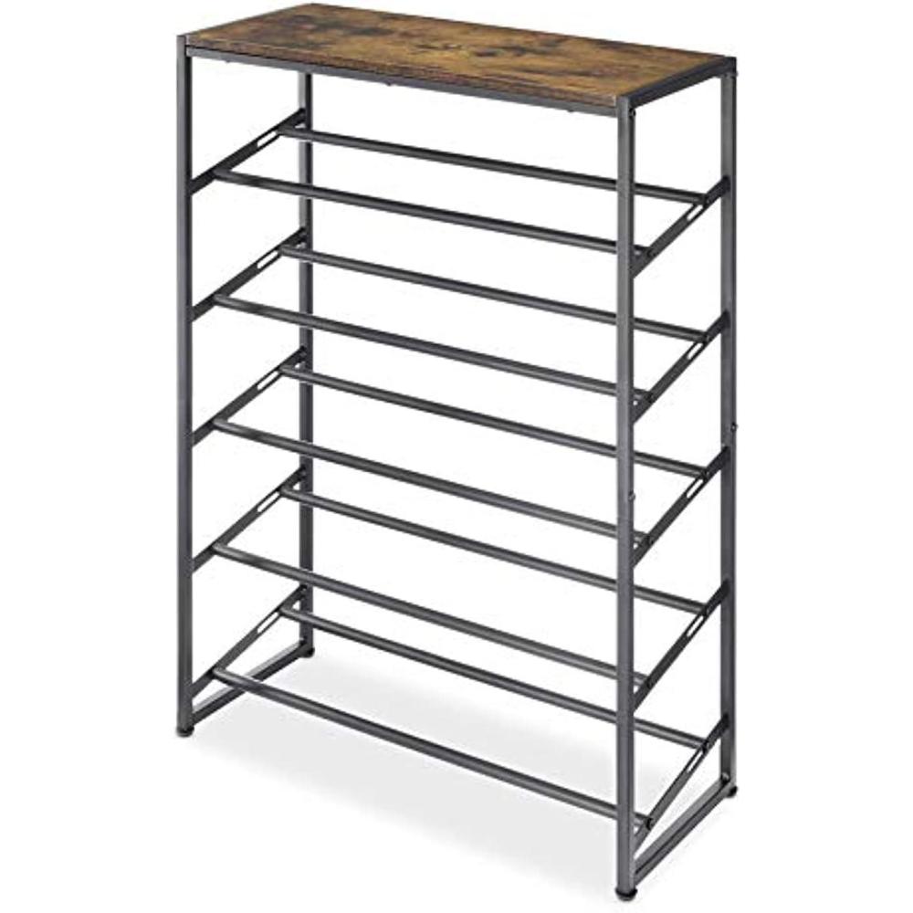 imageWhitmor 10 Tier Shoe Tower 50 Pair Chrome5 Tier black