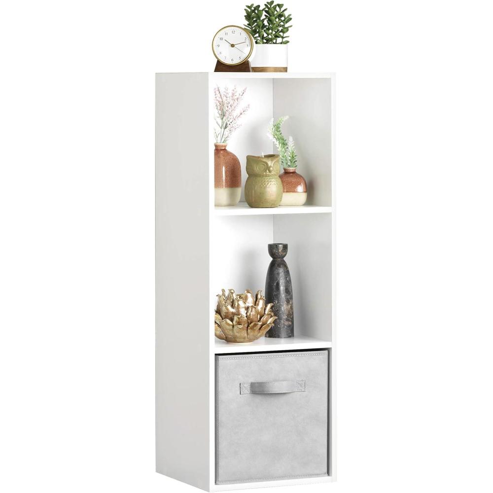 imageWhitmor 12 Cube Storage Organizer 4 Tier Stackable Mdf Wood Bookcase Open Storage Display Bookshelf Storage Cabinet for Living Room Bedroom Home Office 351quotL x 116quotW x 475quotH WhiteWhite