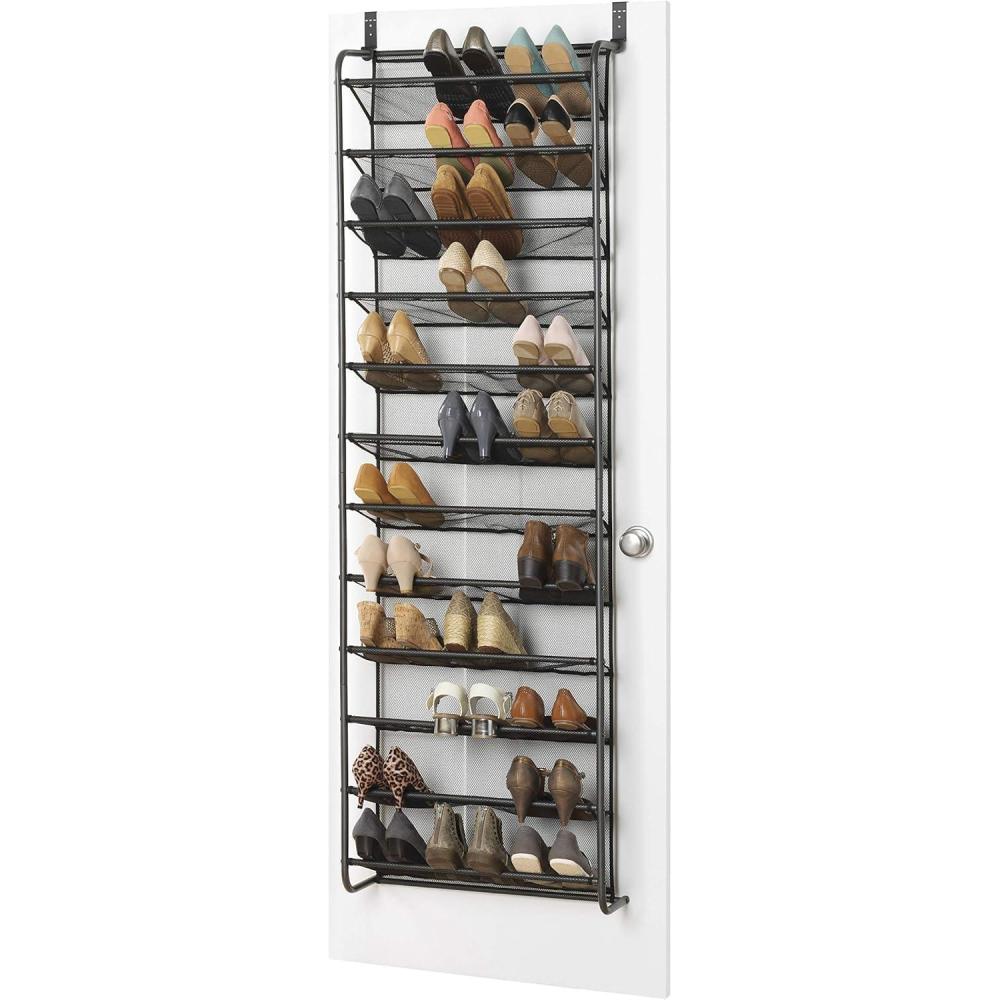imageWhitmor 18 Pair Over The Door Shoe Organizer 6 Tier Heavy Duty Metal Shoe Organizer for Closet Hanging Shoe Rack for Closet Organizer ampamp Storage 42quot L x 227quot W x 75quot H Gunmetal Gray36 PairGunmetal Gray