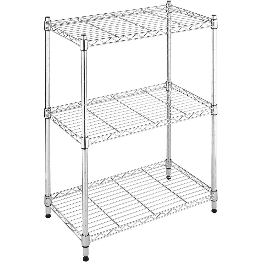 imageWhitmor 3 Tier Shelving Unit Metal Storage Shelves Adjustable Heavy Duty Shelf with Wheels 400 lbs Capacity per Shelf 1200 lbs Total for Home Garage Workshop 23quotL x 13quotW x 30quotH Chrome3TIER 23L x 13W x 30H