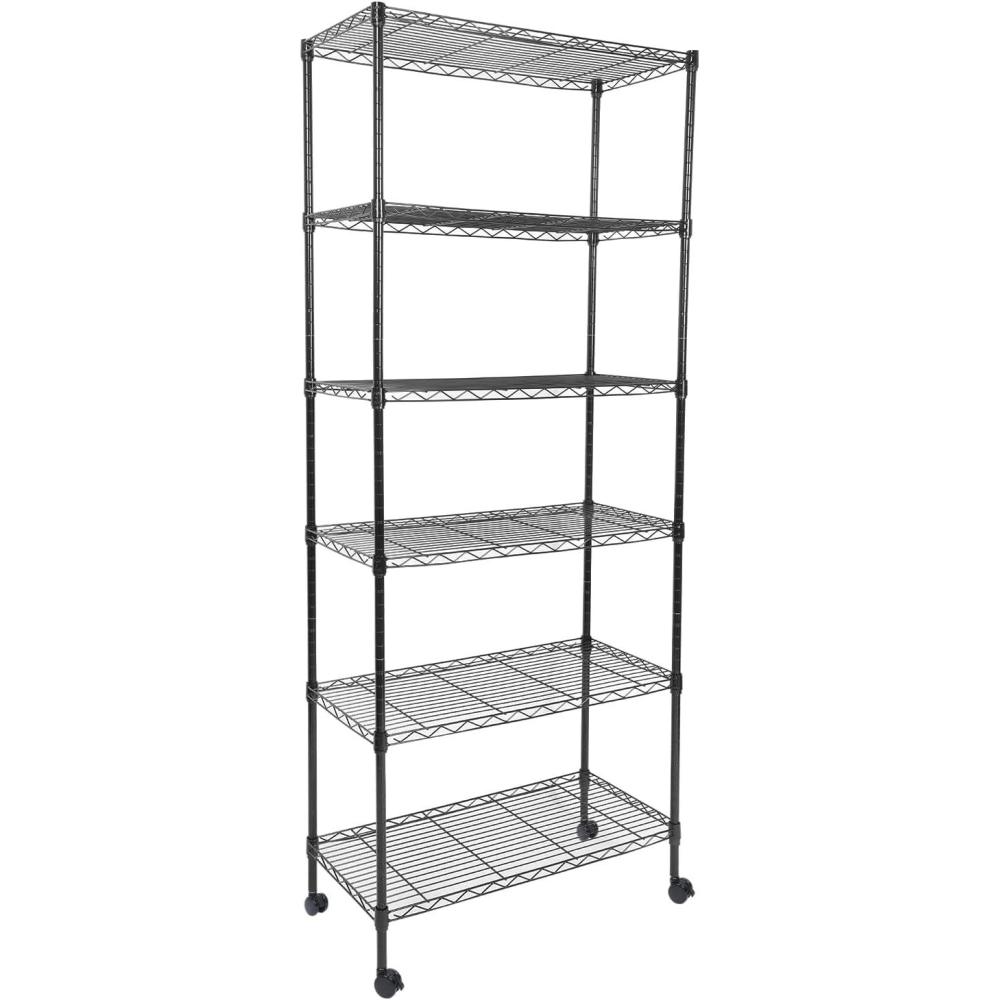 imageWhitmor 3 Tier Shelving Unit Metal Storage Shelves Adjustable Heavy Duty Shelf with Wheels 400 lbs Capacity per Shelf 1200 lbs Total for Home Garage Workshop 23quotL x 13quotW x 30quotH Chrome6 Tier 30 L x 14 W x 70 H