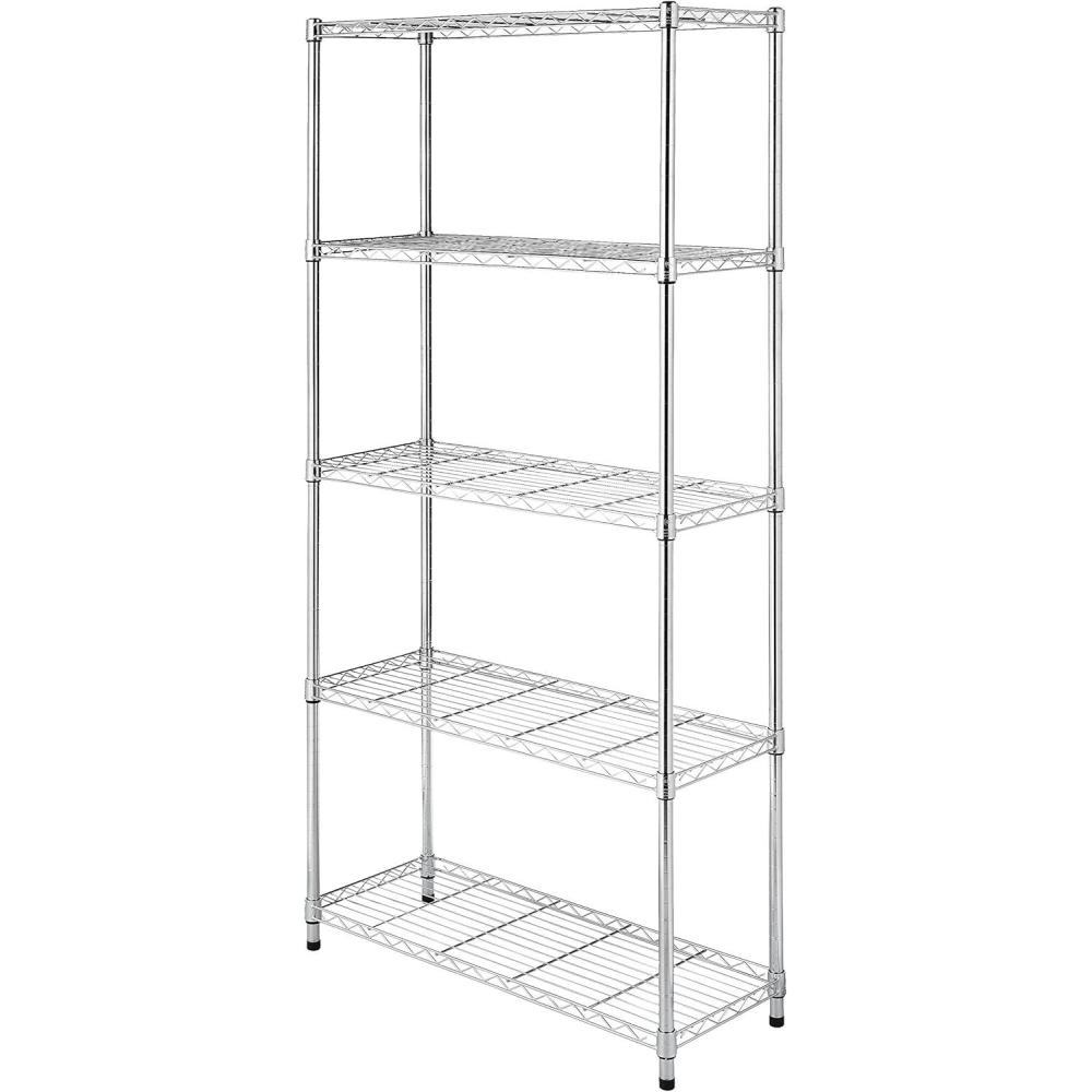 imageWhitmor 3 Tier Shelving Unit Metal Storage Shelves Adjustable Heavy Duty Shelf with Wheels 400 lbs Capacity per Shelf 1200 lbs Total for Home Garage Workshop 23quotL x 13quotW x 30quotH Chrome5 Tier 36L x 14W x 72H