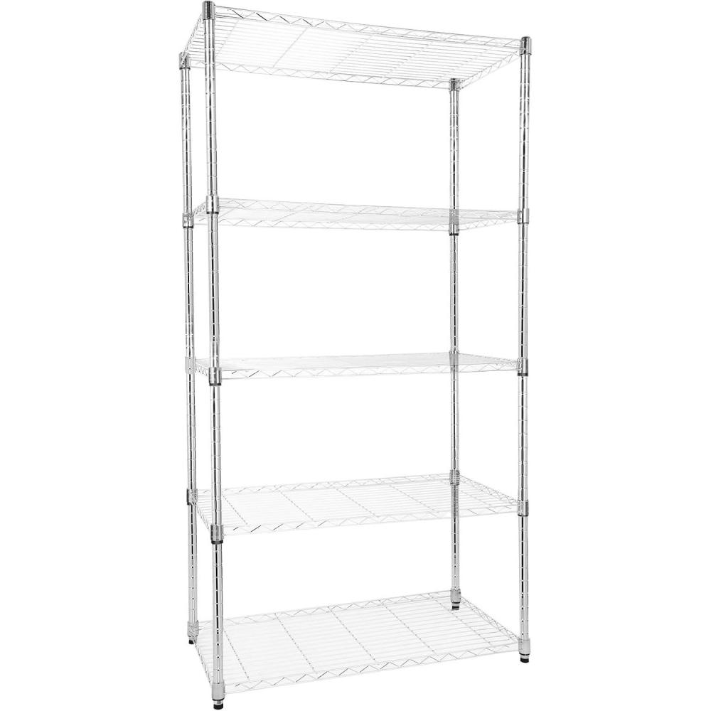 imageWhitmor 3 Tier Shelving Unit Metal Storage Shelves Adjustable Heavy Duty Shelf with Wheels 400 lbs Capacity per Shelf 1200 lbs Total for Home Garage Workshop 23quotL x 13quotW x 30quotH Chrome5 Tier 36L 18W 71H