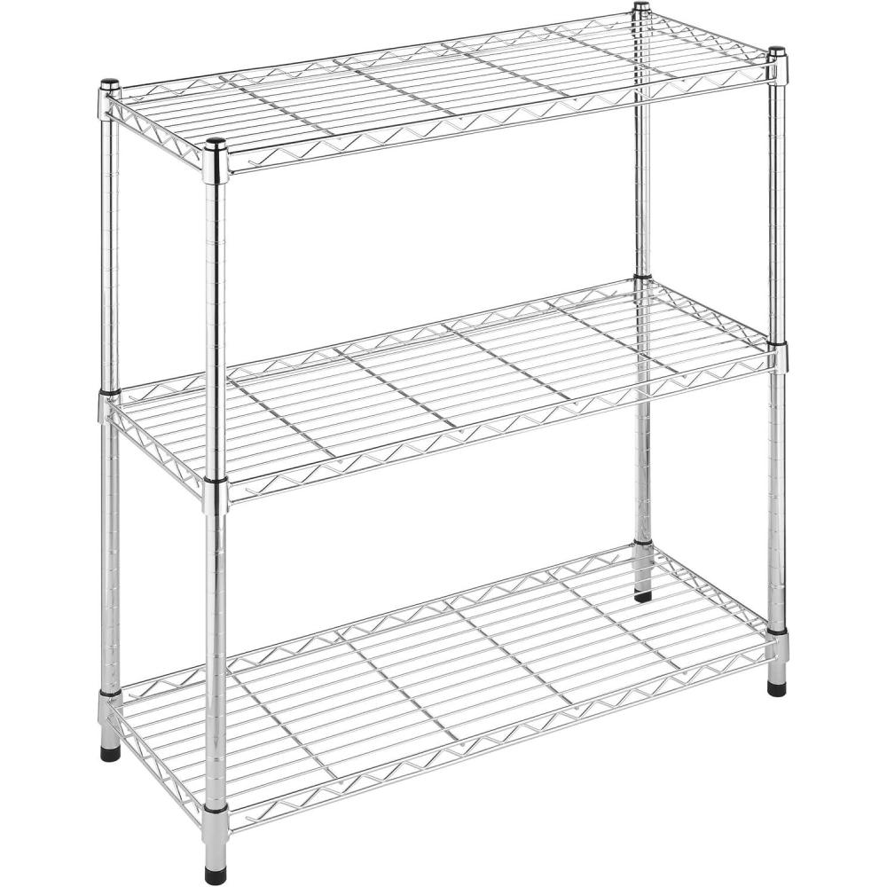 imageWhitmor 3 Tier Shelving Unit Metal Storage Shelves Adjustable Heavy Duty Shelf with Wheels 400 lbs Capacity per Shelf 1200 lbs Total for Home Garage Workshop 23quotL x 13quotW x 30quotH Chrome3TIER 36L x 14W x 36H