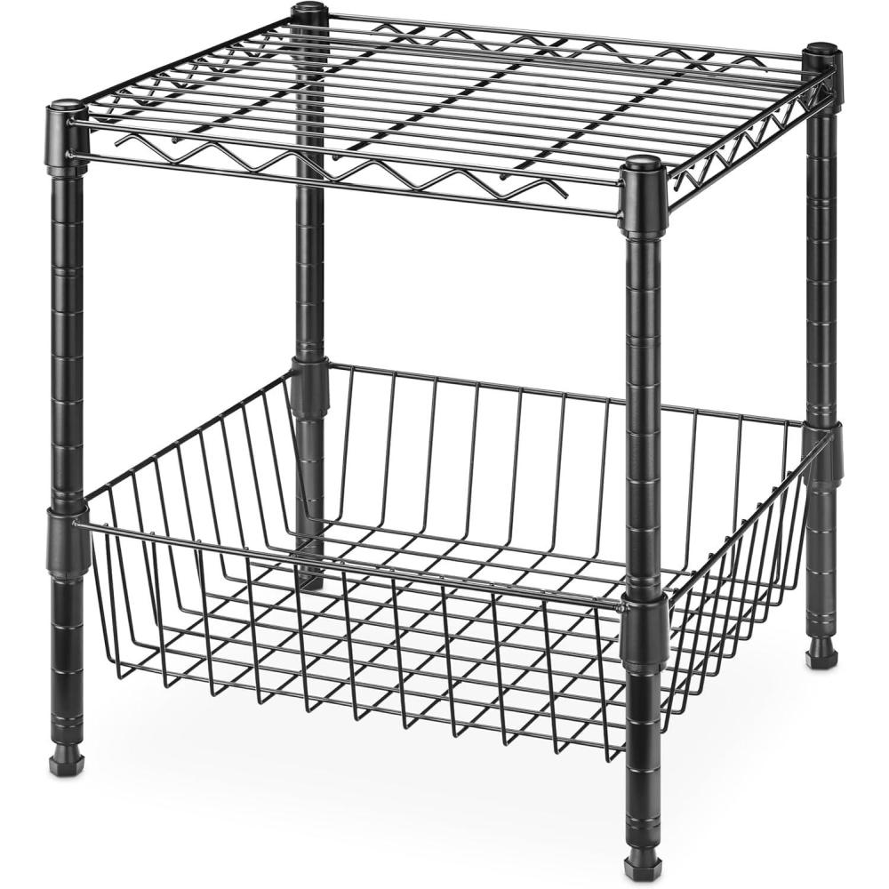 imageWhitmor 3Wire Shelving Unit Metal Storage Shelves Easy Assembly Home Organizer for Pantry Kitchen Garage Plant2tier 15l X 14w X 15h