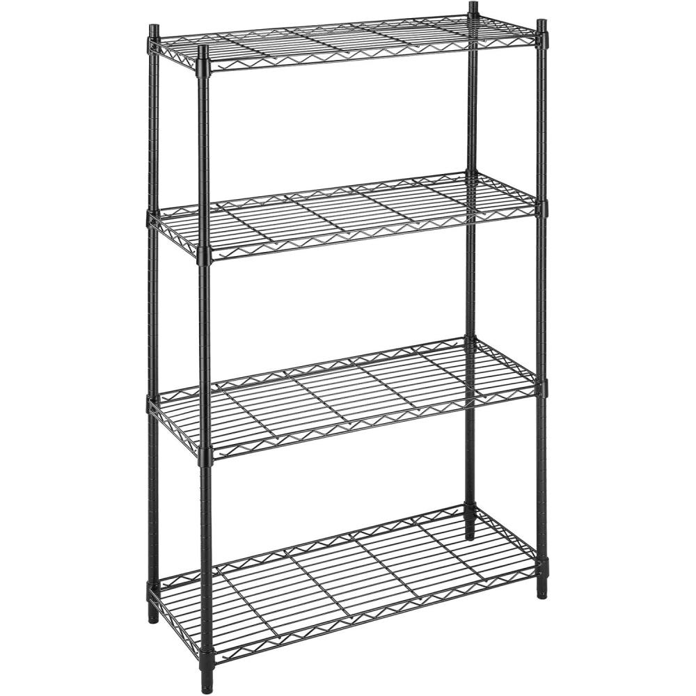 imageWhitmor 4 Tier Shelving Unit Metal Storage Shelves Adjustable Heavy Duty Shelf with Wheels 400 lbs Capacity per Shelf 1600 lbs Total for Home Garage Workshop 36quotL x 14quotW x 54quotH Black