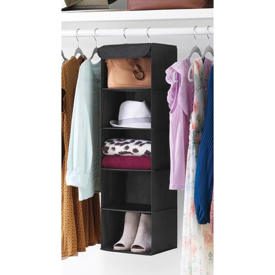 imageWhitmor 5 Section Closet Organizer Hanging Shelves with Sturdy Metal FrameBlack