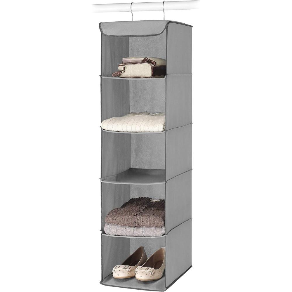 imageWhitmor 5 Section Closet Organizer Hanging Shelves with Sturdy Metal FrameGrey