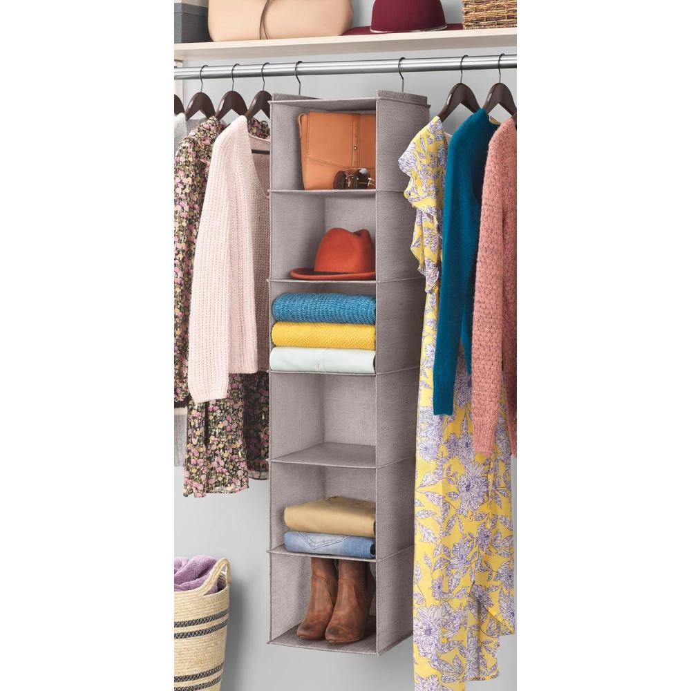 imageWhitmor 5 Section Closet Organizer Hanging Shelves with Sturdy Metal FrameLight Grey
