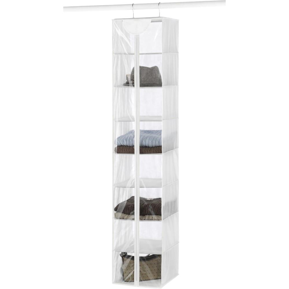 imageWhitmor 5 Section Closet Organizer Hanging Shelves with Sturdy Metal FrameTransparent White