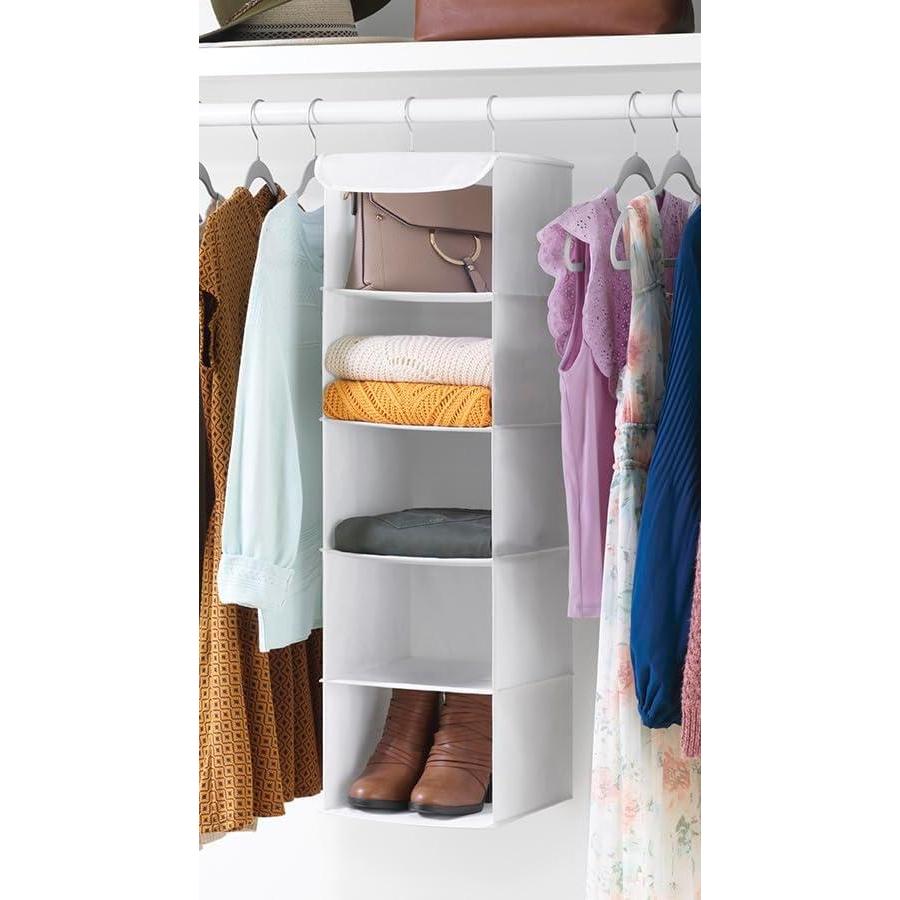 imageWhitmor 5 Section Closet Organizer Hanging Shelves with Sturdy Metal FrameWhite