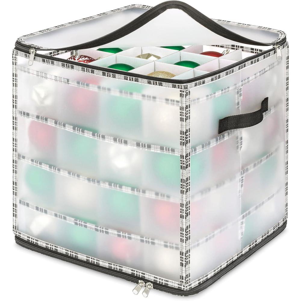 imageWhitmor 61295340 Ornament Storage 64 compartments RedPlaid