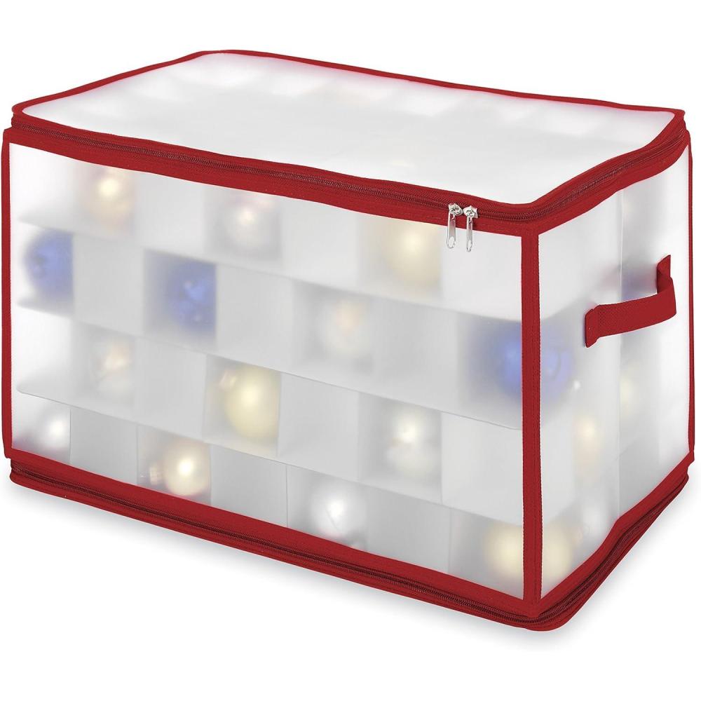 imageWhitmor 61295340 Ornament Storage 64 compartments RedWhite