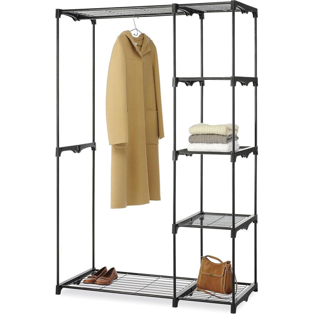 imageWhitmor Deluxe Double Rod Freestanding Closet Heavy Duty Storage Organizer