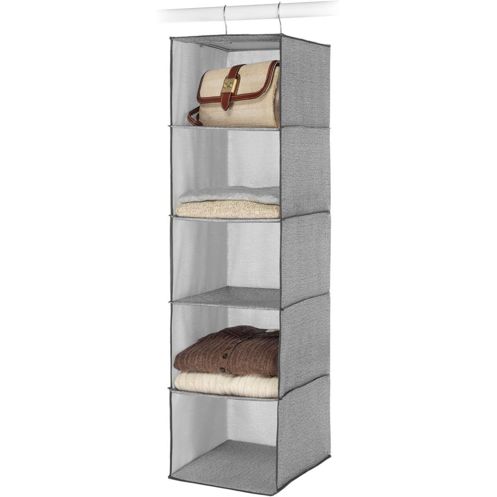 imageWhitmor Hanging Accessory Shelves 5 Open Sweater Shelves Crosshatch Gray1075 x 10 x 35 in