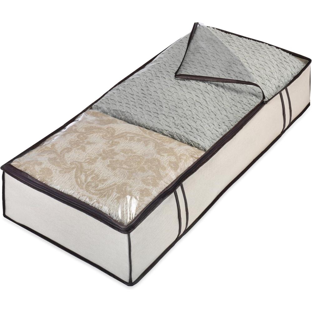 imageWhitmor Heavy Duty Canvas 12 Section Under Bed Shoe BagBeige Espresso