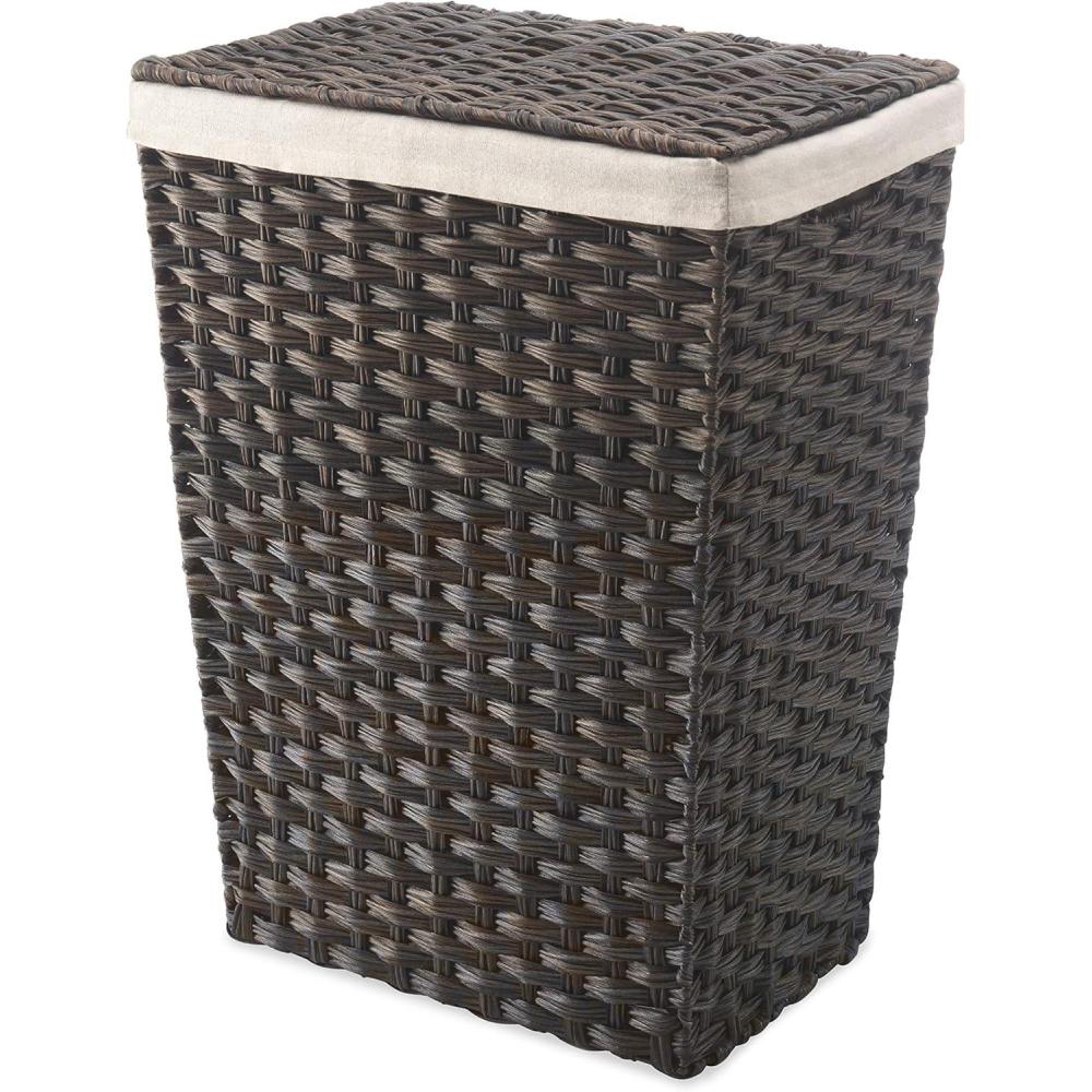 imageWhitmor Rattique Laundry Hamper with Lid and Removable Liner  EspressoEspresso