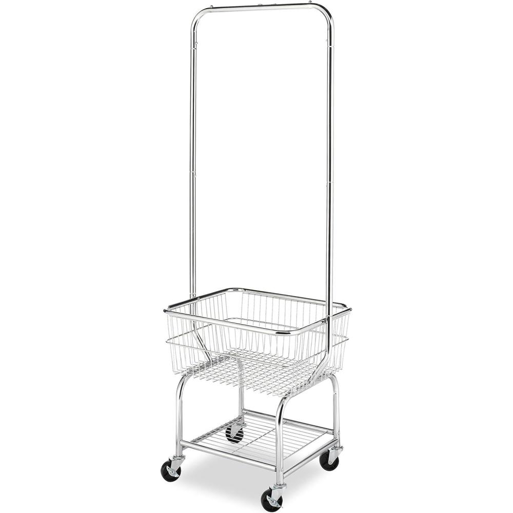 imageWhitmor Round Commercial Laundry Hamper with Removable Liner and Heavy Duty Wheels Chrome 68943499BBROLLING LAUNDRY BUTLER