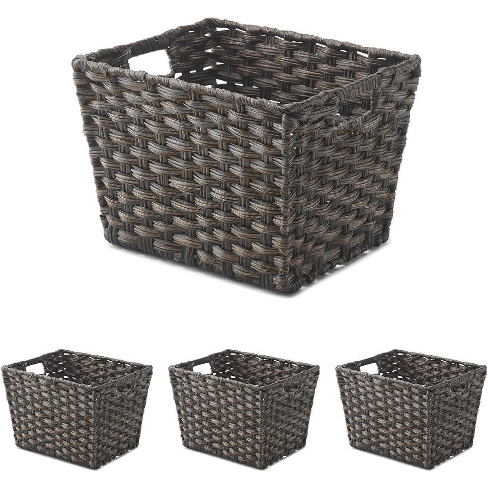 imageWhitmor Split Rattique Gray Wash Small Tote 60841501GWBrown