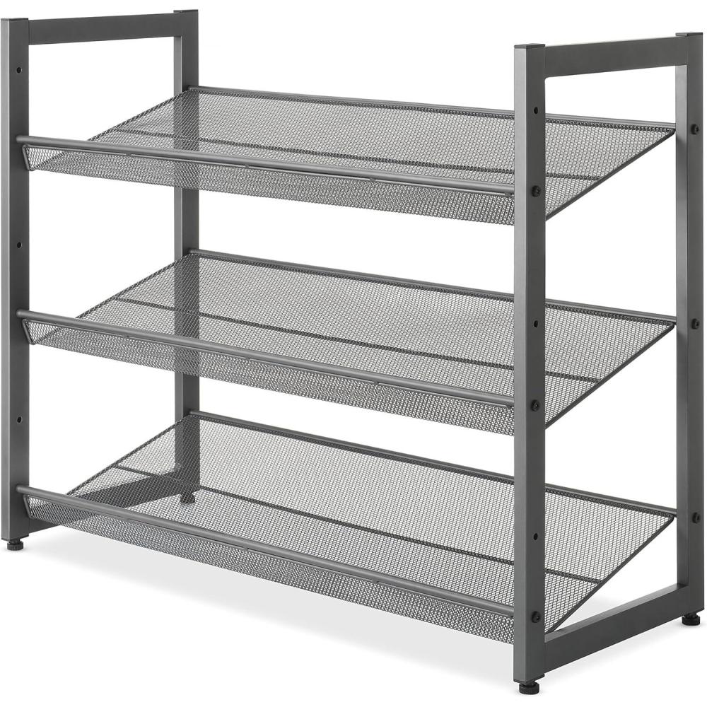 imageWhitmor Steel Mesh 3Tier Shoe Rack Gunmetal Gray3tier gunmetal Grey