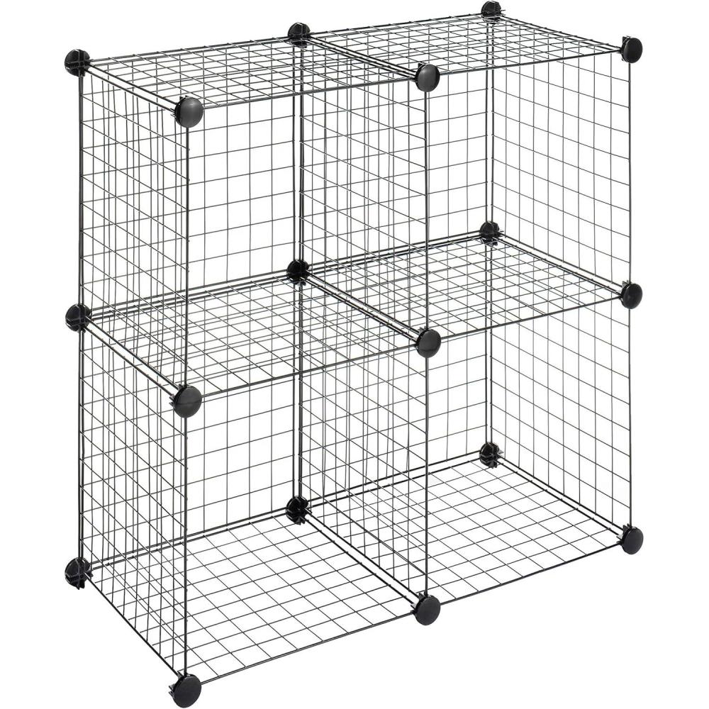 imageWhitmor Storage Cubes Stackable Interlocking Wire Shelves Black Set of 4Black