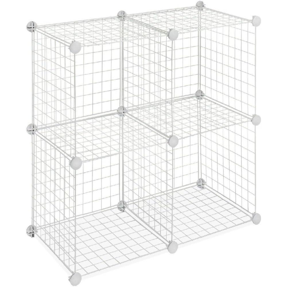 imageWhitmor Storage Cubes Stackable Interlocking Wire Shelves Black Set of 4White
