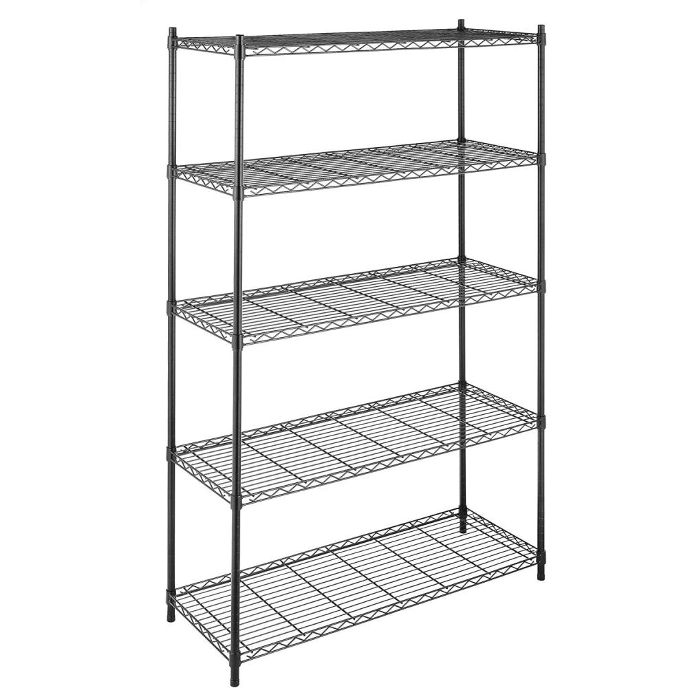 imageWhitmor Supreme 5 Tier Adjustable Shelving  500 Pound Weight Capacity Per Shelf  Leveling FeetBlack