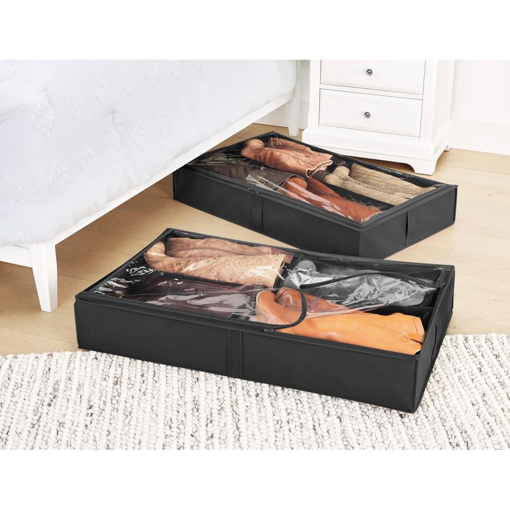 imageWhitmor Underbed Boot Bag 4 Section WhiteBlack