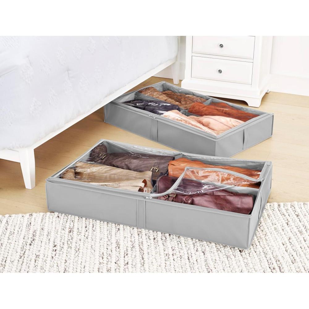 imageWhitmor Underbed Boot Bag 4 Section WhiteGrey