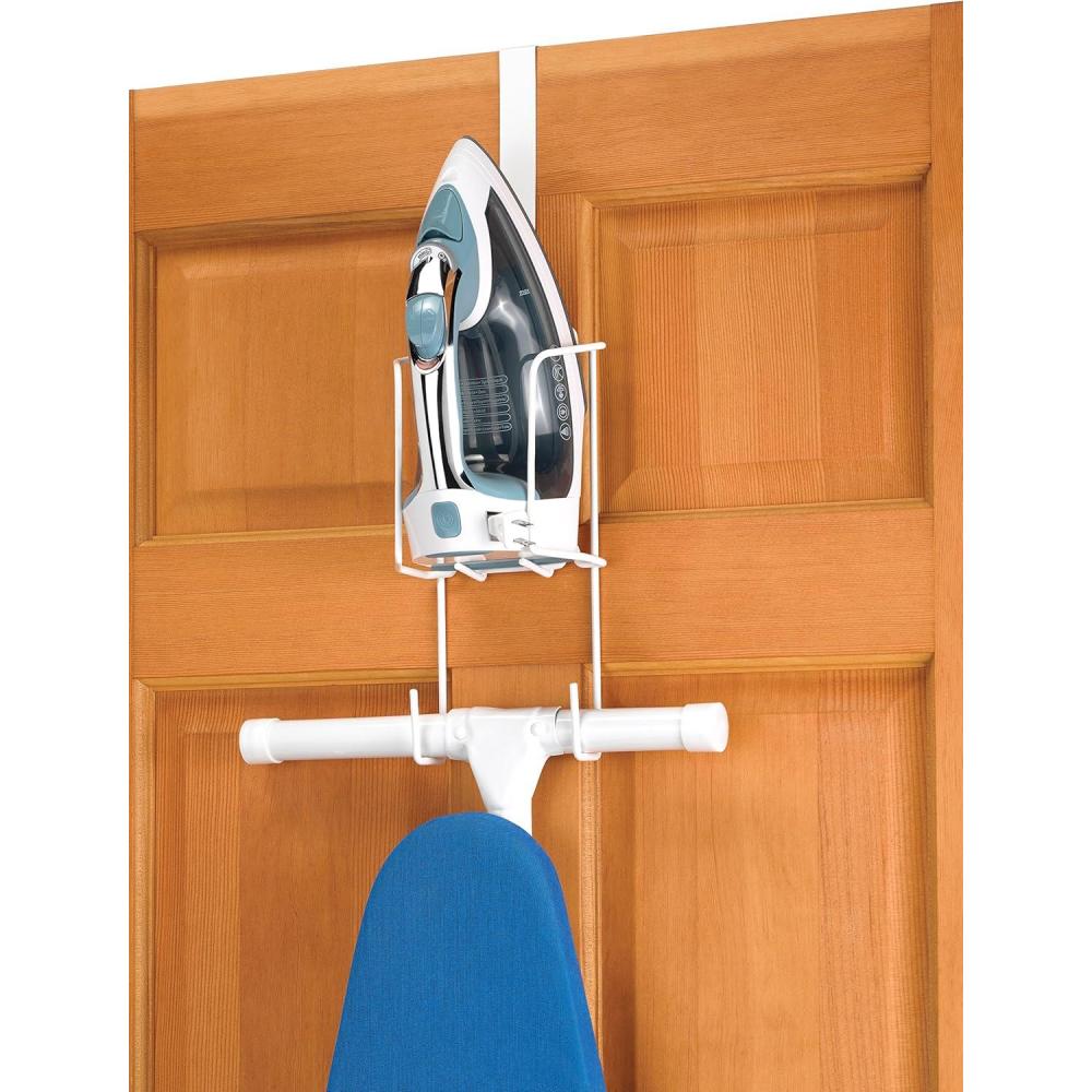 imageWhitmor Wire Over The Door Ironing Caddy  Iron and Ironing Board Storage OrganizerWhite