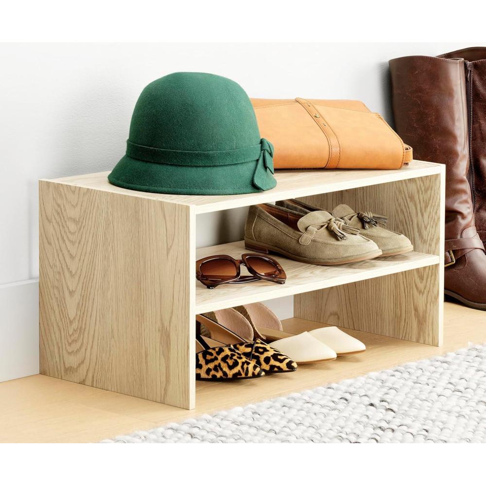 imageWhitmor Wood Stackable 2Shelf Shoe Rack 24 INCH EspressoLight Brown