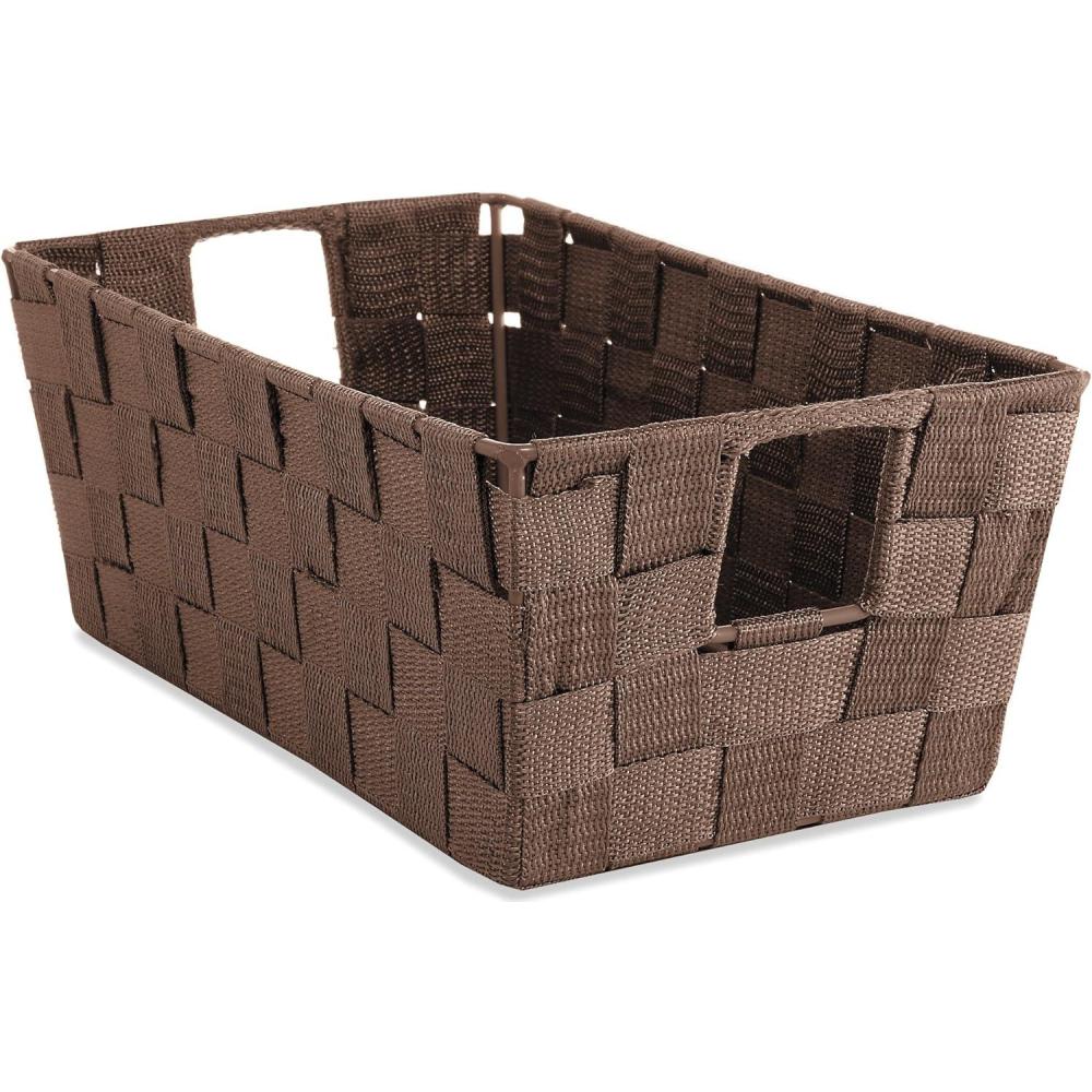 imageWhitmor Woven Strap Shelf Storage Tote Basket Java 13 by 15 by 5quotEspresso