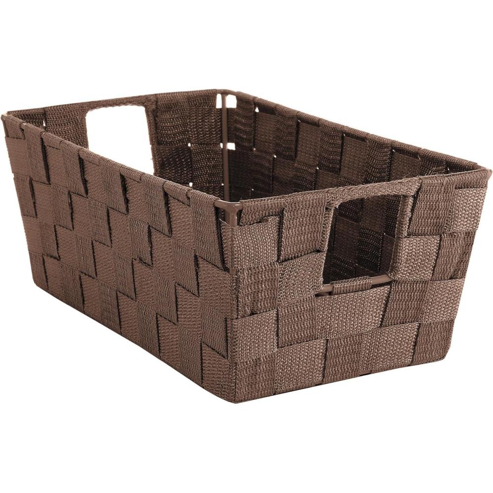 imageWhitmor Woven Strap Shelf Storage Tote Basket Java 13 by 15 by 5quotJava