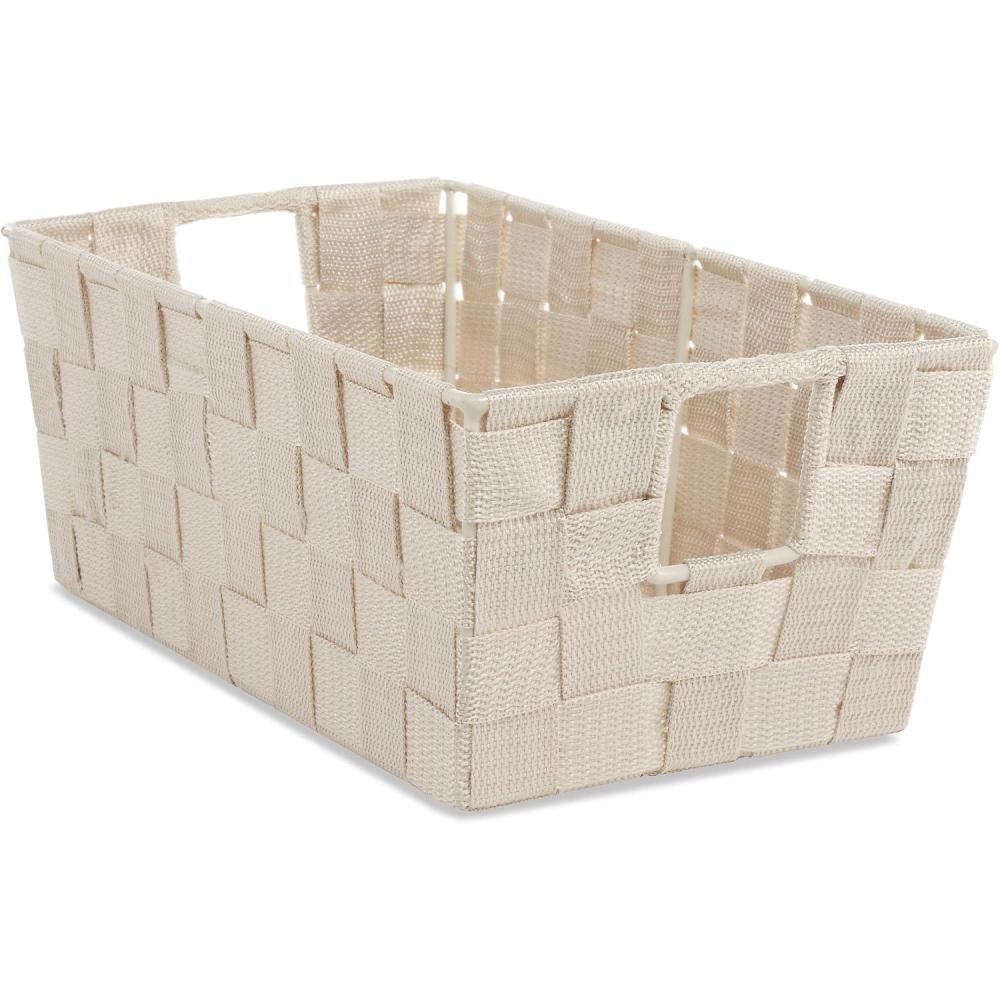 imageWhitmor Woven Strap Shelf Storage Tote Basket Java 13 by 15 by 5quotLatte