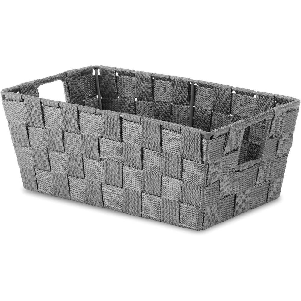 imageWhitmor Woven Strap Shelf Storage Tote Basket Java 13 by 15 by 5quotSavvy Gray
