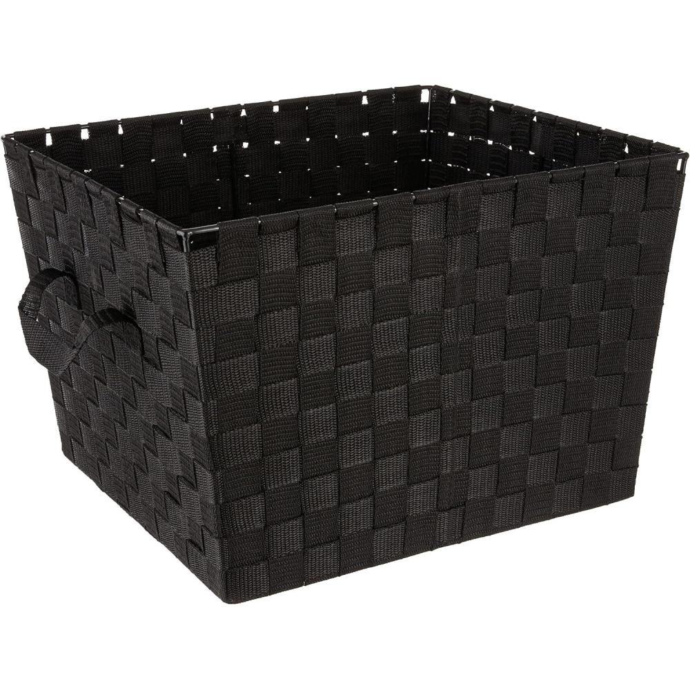 imageWhitmor Woven Strap Storage Tote Basket Espresso LargeBlack