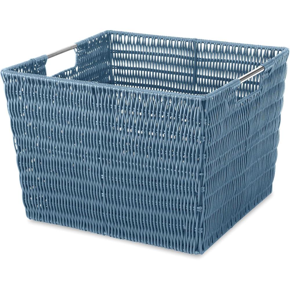imageWhitmor Woven Strap Storage Tote Basket Espresso LargeBlue