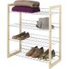 Whitmor 10 Tier Shoe Tower, 50 Pair, Chrome(4-tier natural Wood and Chrome)