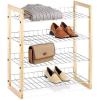 Whitmor 10 Tier Shoe Tower, 50 Pair, Chrome(4-tier natural Wood and Chrome)