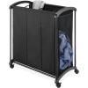 Whitmor 3 Section Laundry Sorter with Wheels – Black(Black)