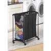 Whitmor 3 Section Laundry Sorter with Wheels – Black(Black)