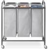 Whitmor 3 Section Rolling Laundry Sorter with Folding Station – Ironing Board, Chrome / Gray(3 Section A，Grey)
