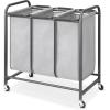 Whitmor 3 Section Rolling Laundry Sorter with Folding Station – Ironing Board, Chrome / Gray(3 Section A，Grey)