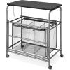 Whitmor 3 Section Rolling Laundry Sorter with Folding Station – Ironing Board, Chrome / Gray(3 Section lroning Board，Black)