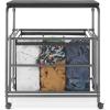 Whitmor 3 Section Rolling Laundry Sorter with Folding Station – Ironing Board, Chrome / Gray(3 Section lroning Board，Black)